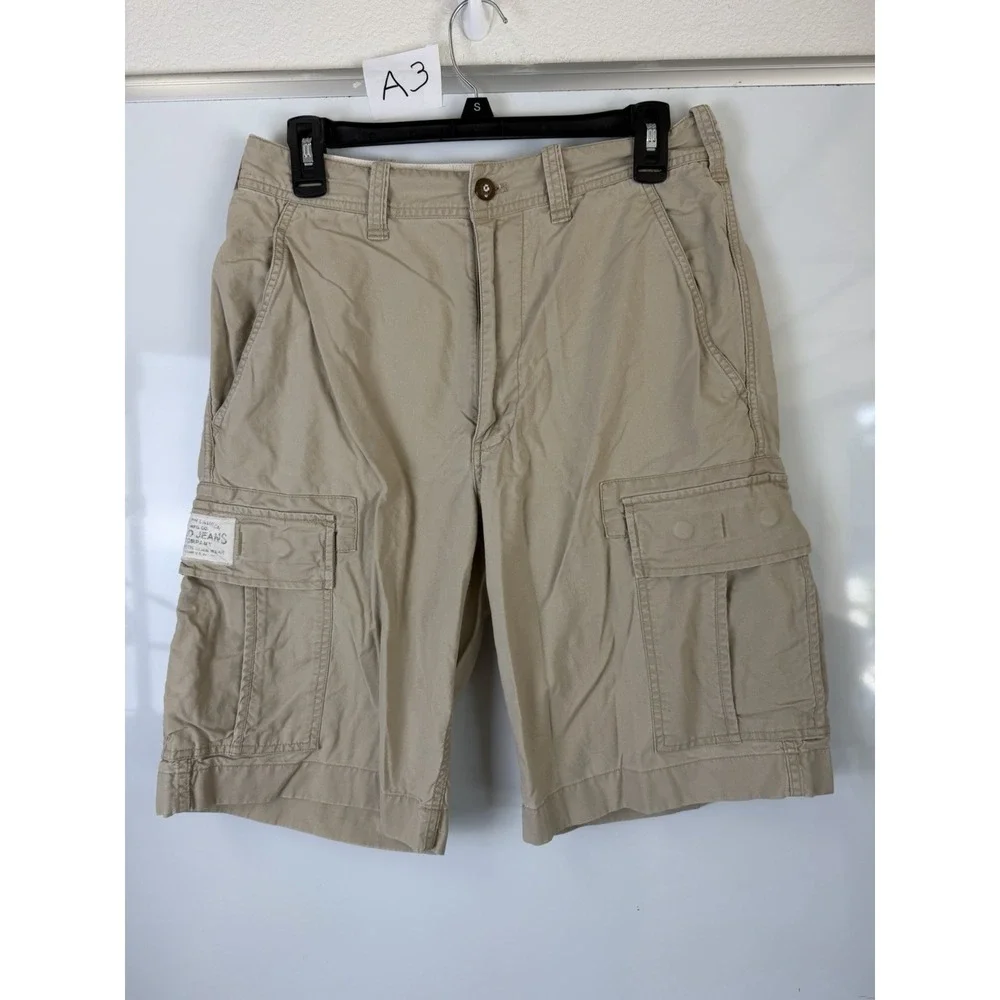 Polo Jeans Co Ralph Lauren Men's Beige Cargo Shorts Cotton Canvas Zip Pockets 29